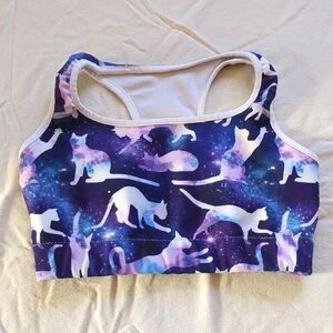 Galaxy Cat Print Sports Bra